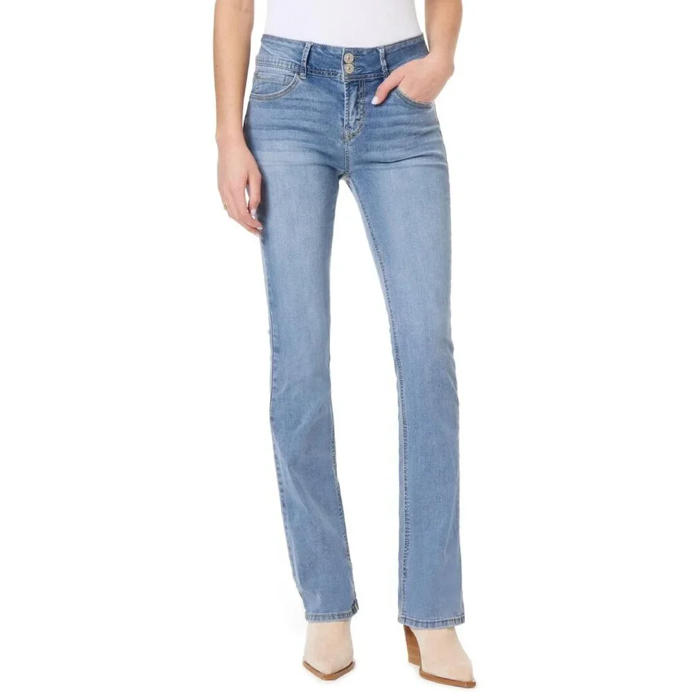 Bootcut Jeans Women Mid Rise Curvy Insta Stretch Denim Sizes 0-24 - Picture 3 of 8